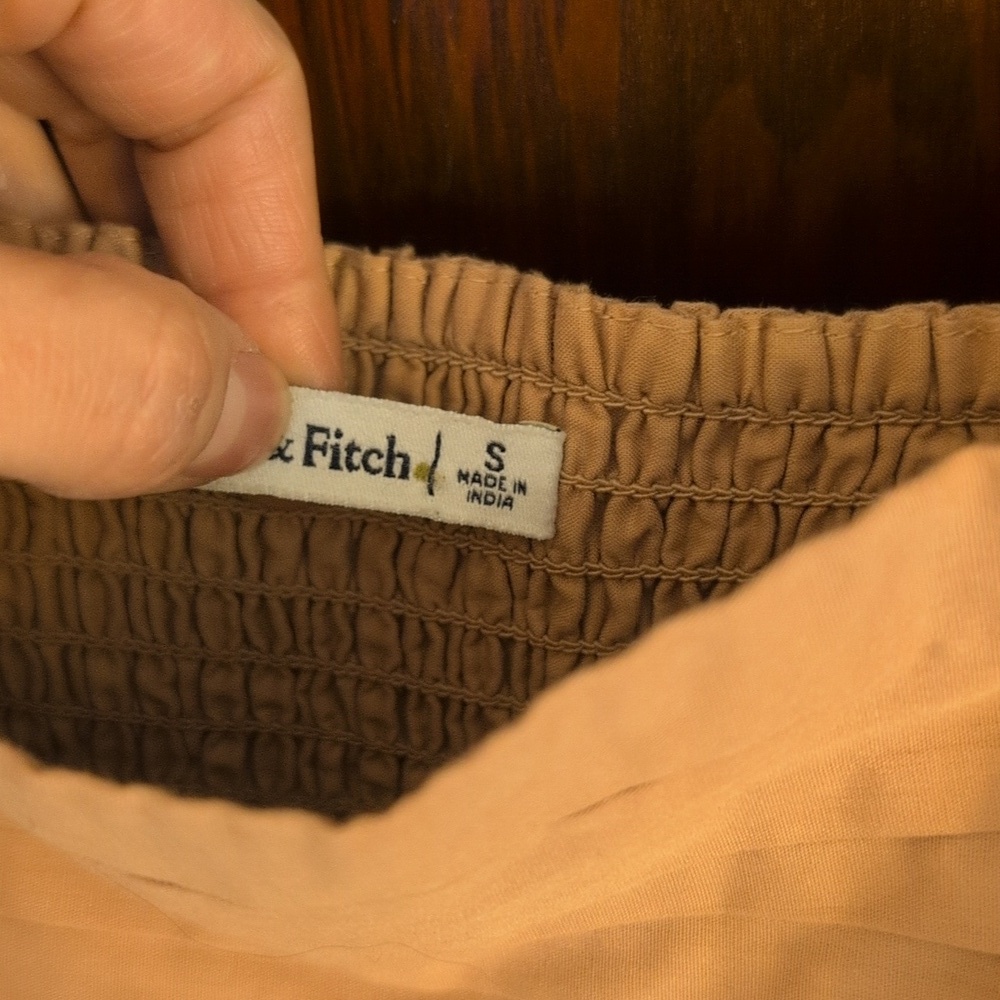 Abercrombie & Fitch Emerson Chiffon Puffed Sleeve Brown Mini Dress Size Small - Picture 3 of 9